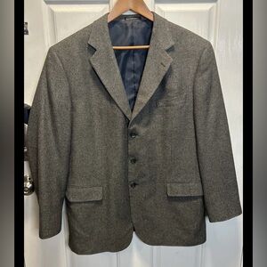 Versini 100% Silk Blazer Mens 44R Sport Coat Brown Gray Textured 3-Button VTG